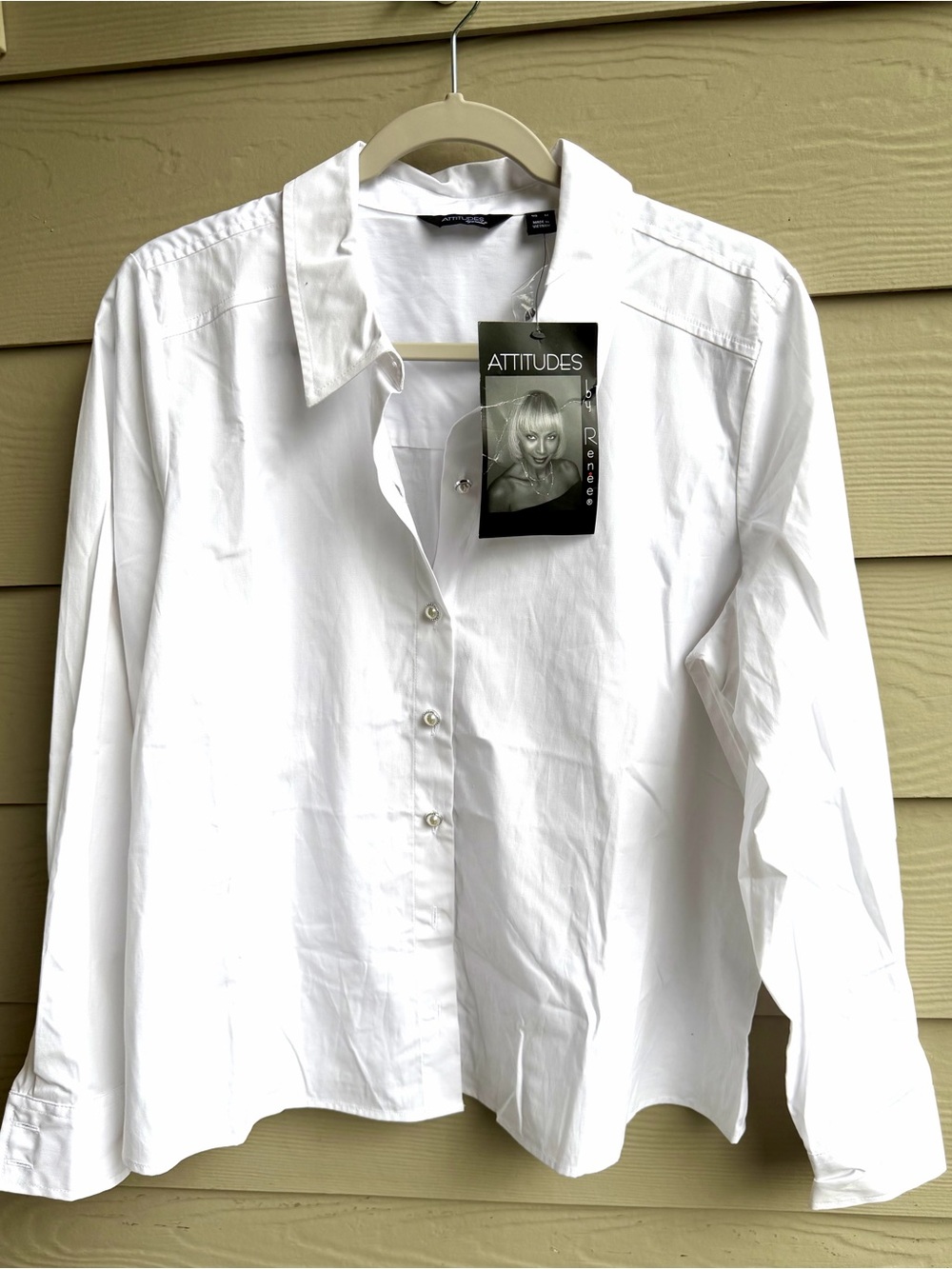 Attitudes by Renee White Button-Front Collared Shirt